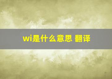 wi是什么意思 翻译